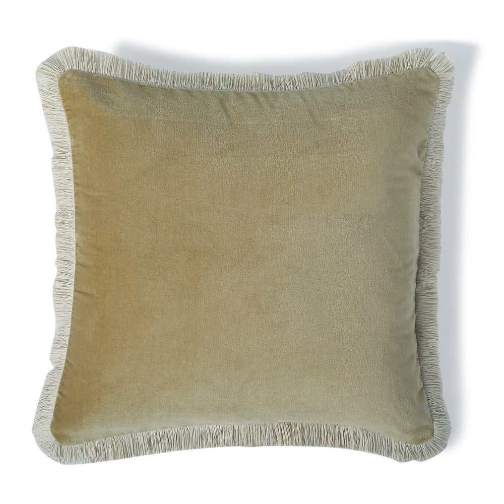 Febronie Coussin velours de coton 50x50 sable style classique chic Beige Certifié Oeko-Tex