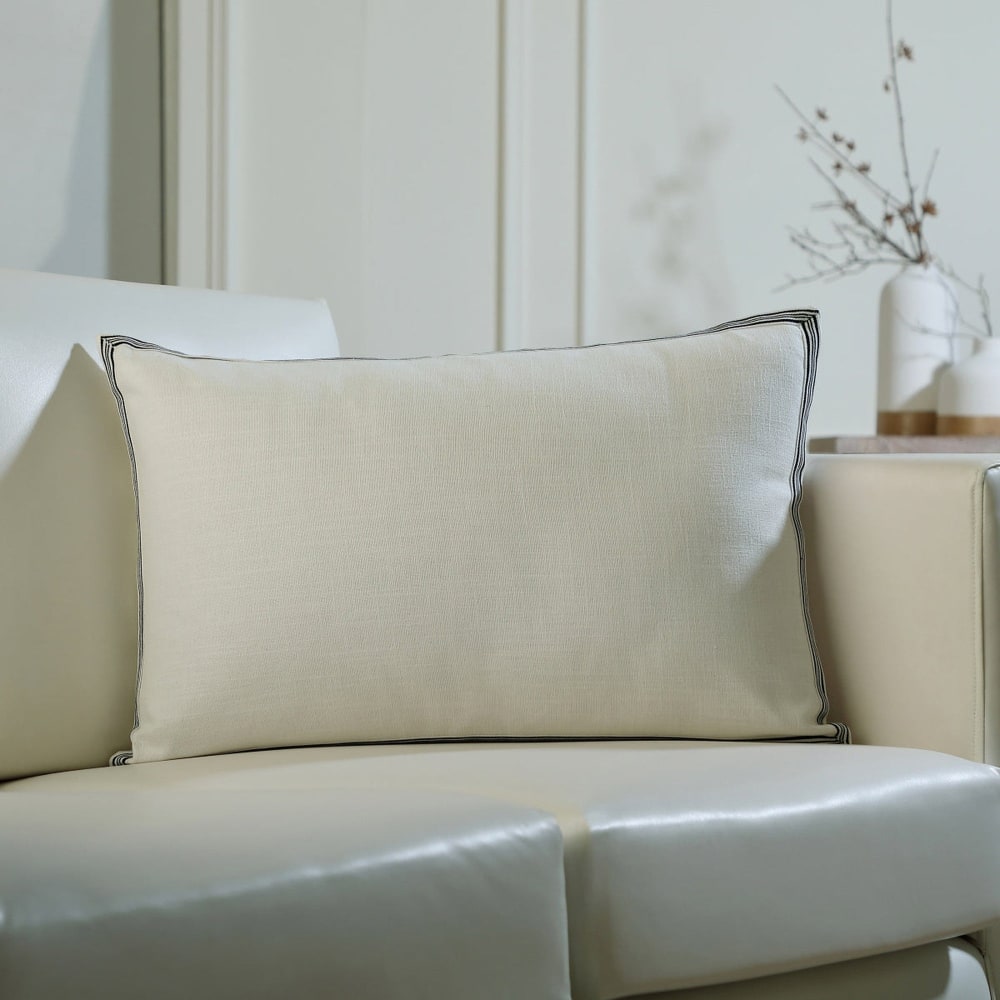 Coussin toile de coton 60x40 blanc - Maisons du Monde