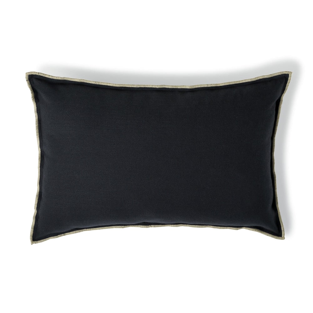 Febronie Coussin toile de coton 60x40 fusain & sable style classique chic Gris Certifié Oeko-Tex