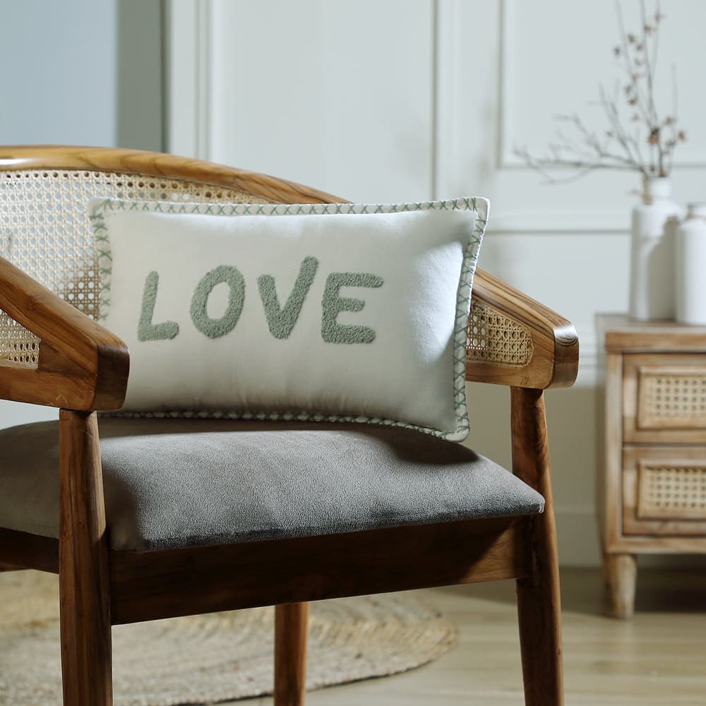 Coussin toile de coton 50x30 bleu glacier - Maisons du Monde