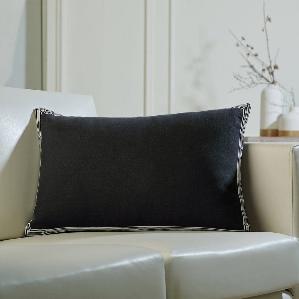 Coussin toile de coton 60x40 fusain - Maisons du Monde