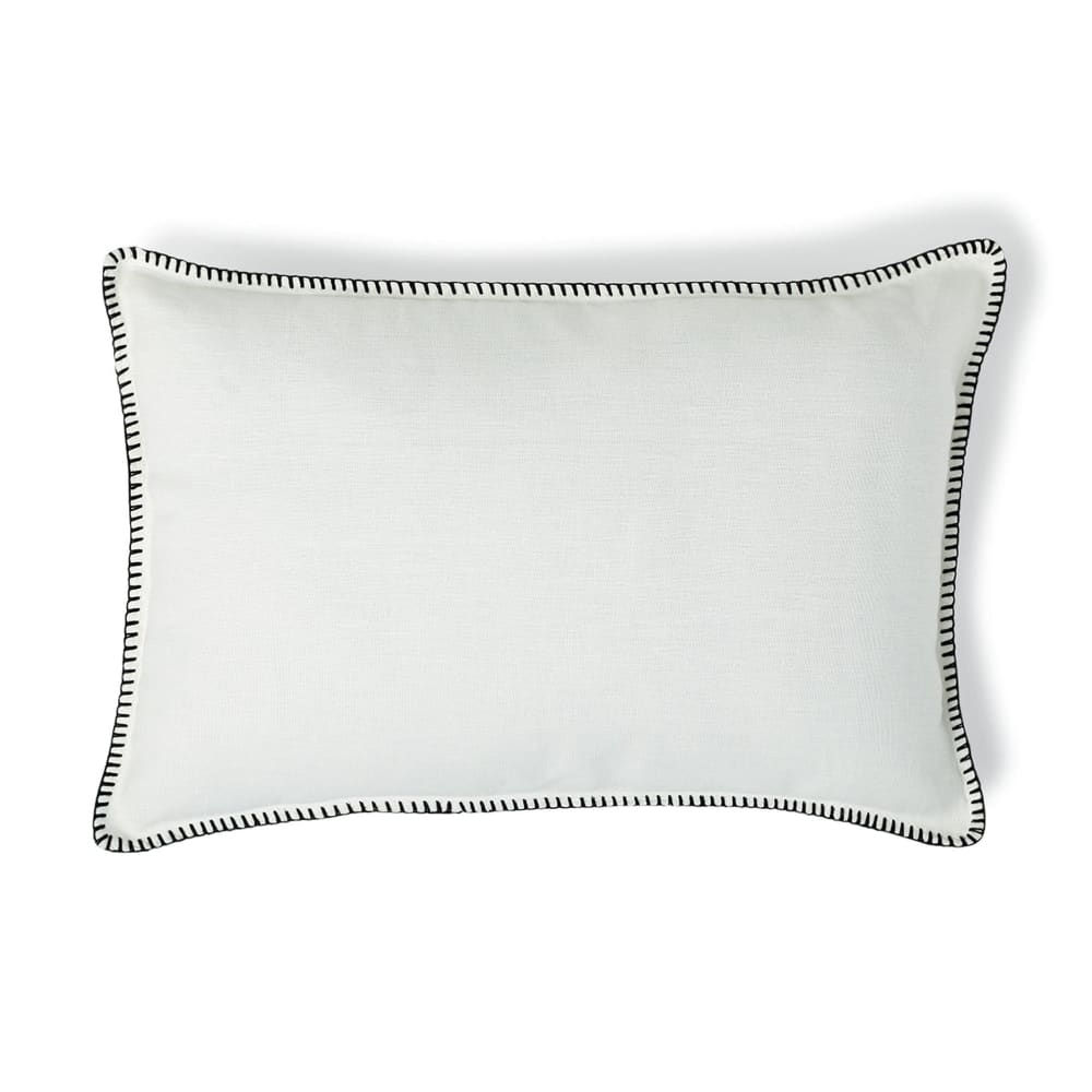 Febronie Coussin lin lavé 60x40 blanc & noir style classique chic Certifié Oeko-Tex