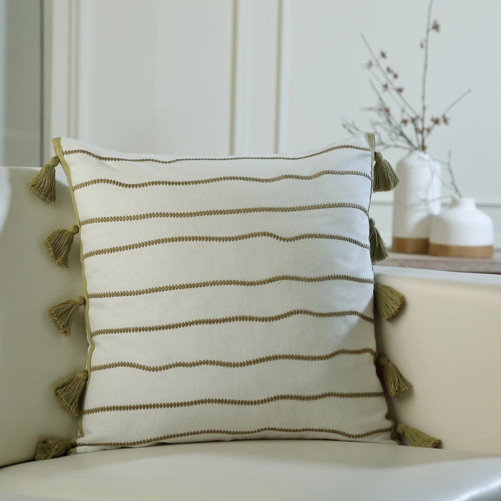 Coussin toile de coton 50x50 sable - Maisons du Monde