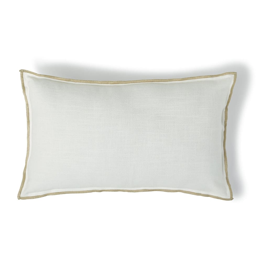 Febronie Coussin toile de coton 50x30 blanc & sable style classique chic Certifié Oeko-Tex