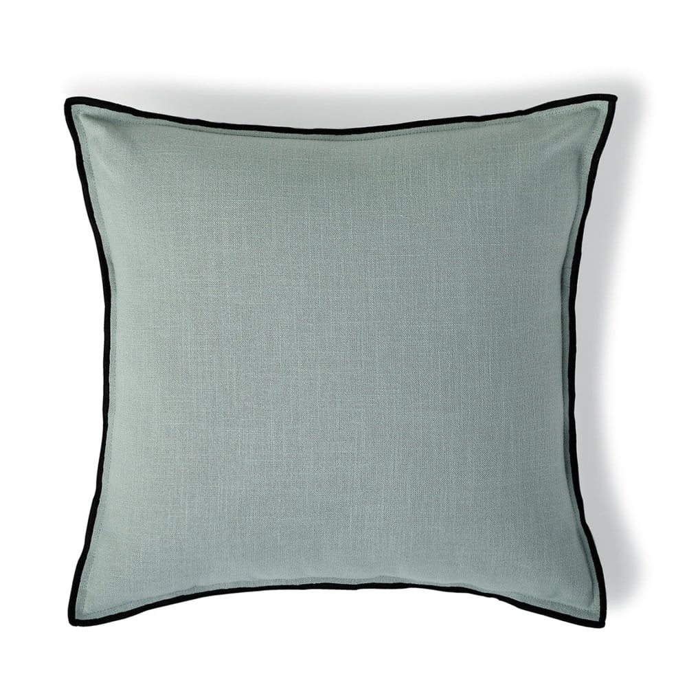 Febronie Coussin toile de coton 50x50 vert céladon & noir style classique chic Certifié Oeko-Tex