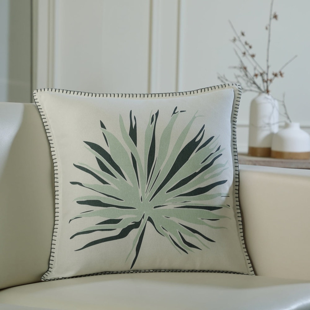 Coussin toile de coton 50x50 bleu glacier - Maisons du Monde