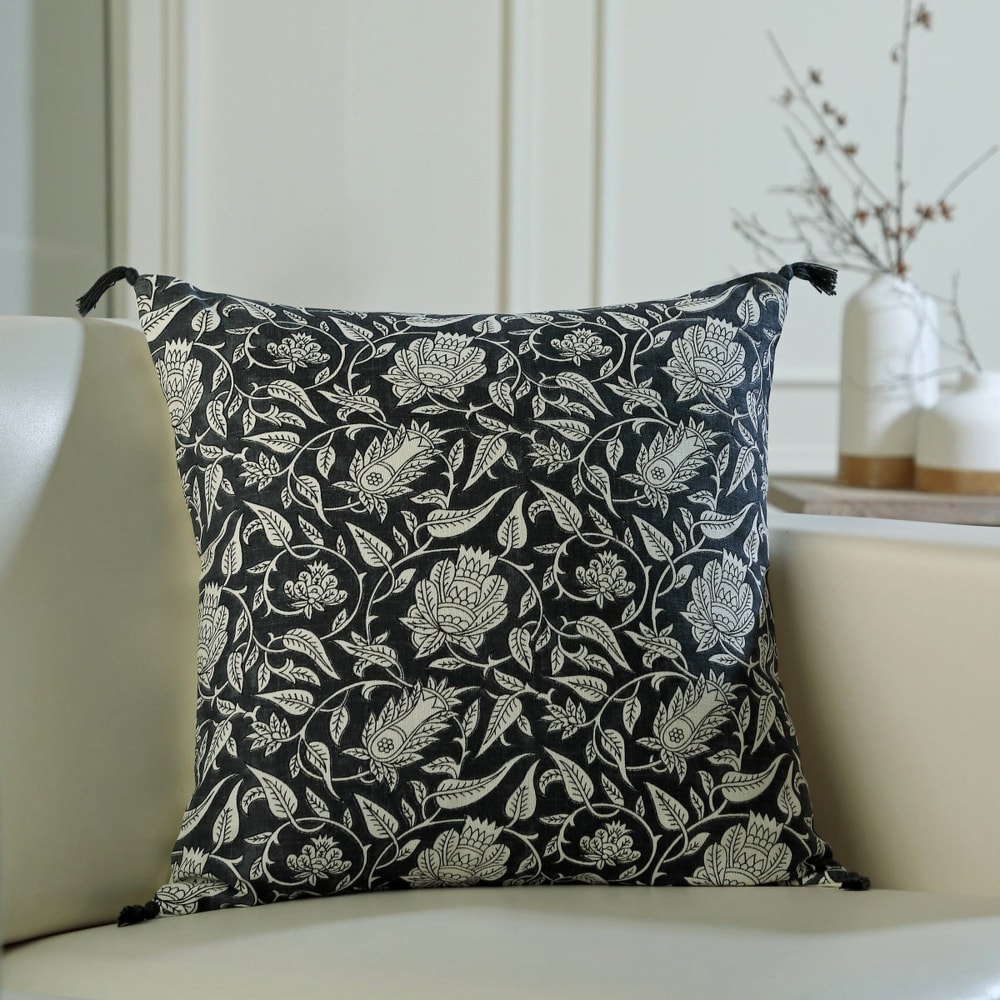 Coussin toile de coton 50x50 fusain - Maisons du Monde