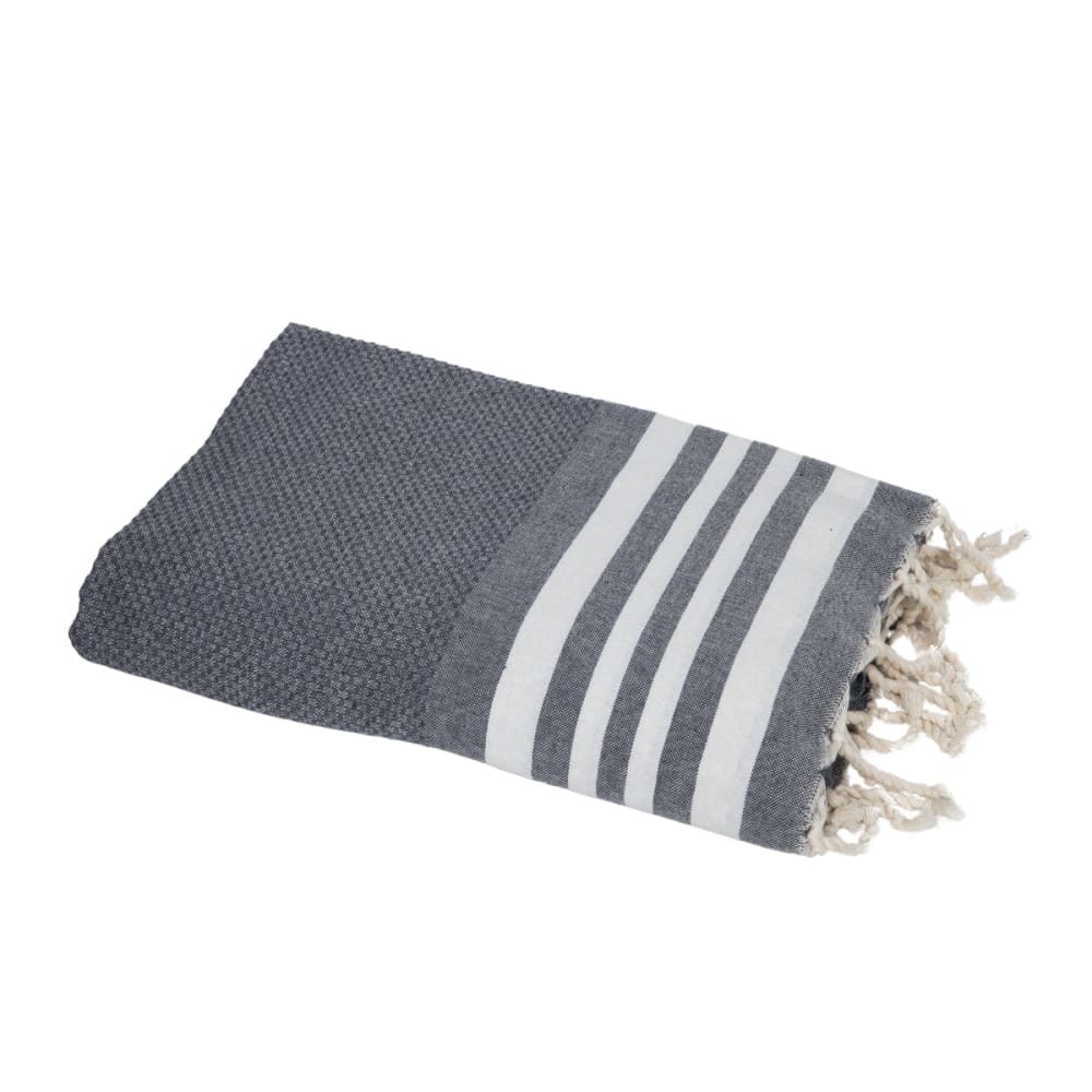 Fouta nid d'abeille coton 100x200 gris moyen