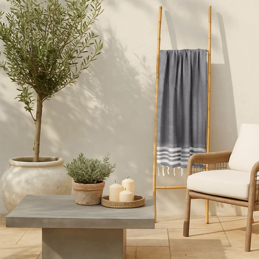 Fouta nid d'abeille coton 100x200 gris moyen - Maisons du Monde