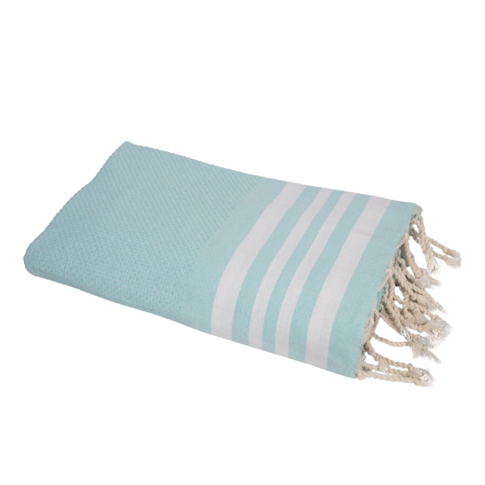 Fouta nid d'abeille coton 100x200 vert d'eau