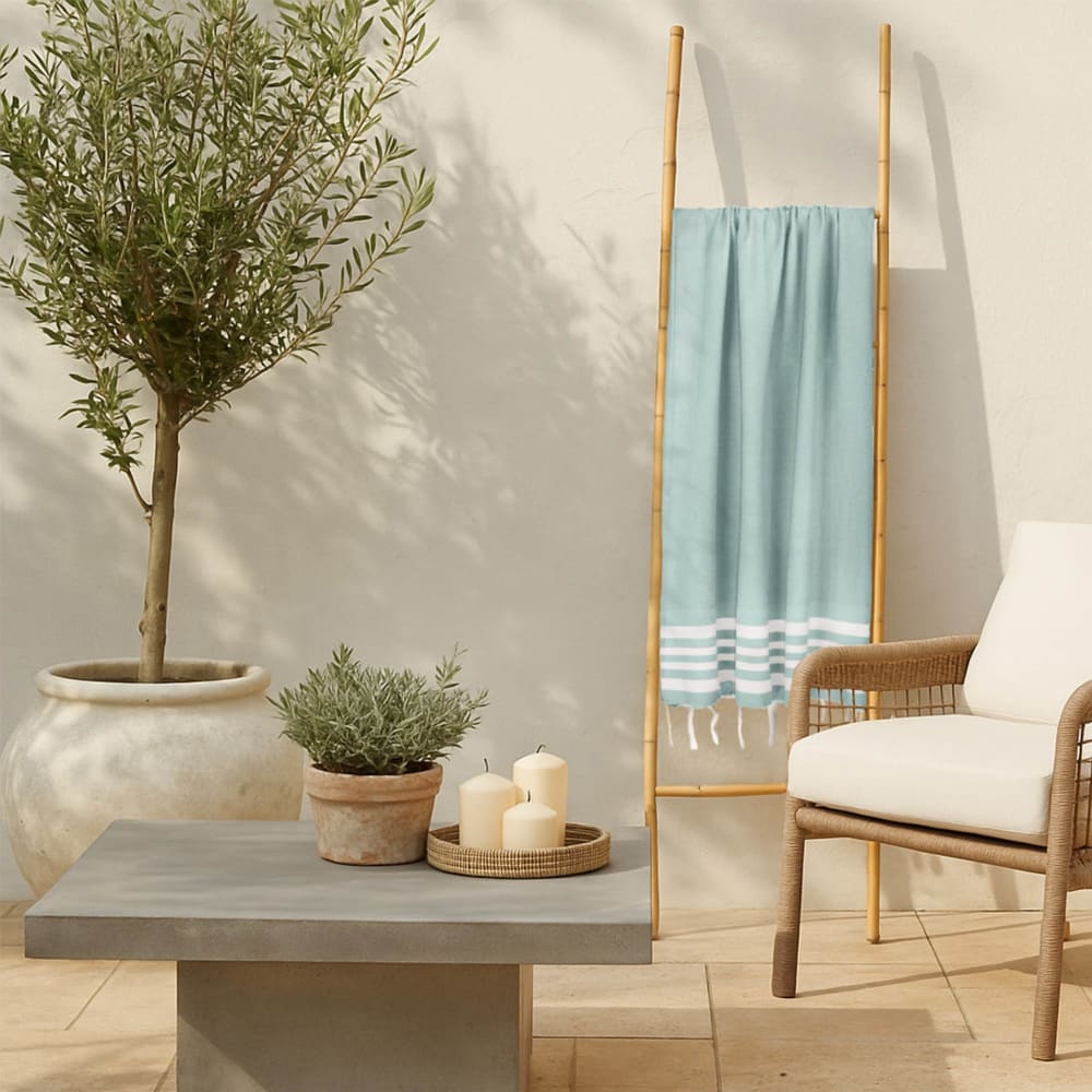 Fouta nid d'abeille coton 100x200 vert d'eau - Maisons du Monde