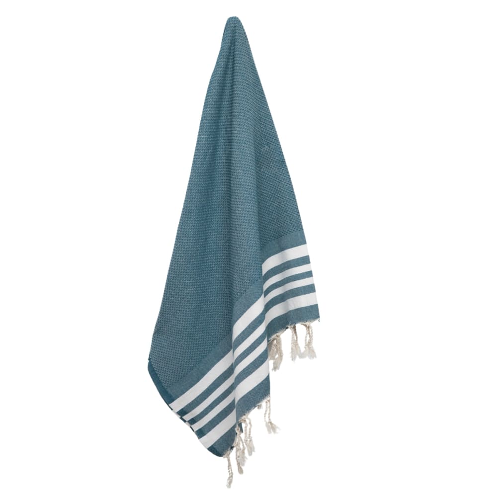 Fouta nid d'abeille coton 100x200 bleu pétrole - Maisons du Monde
