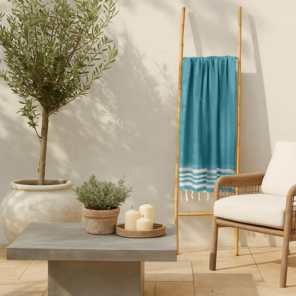 Fouta nid d'abeille coton 100x200 vert canard - Maisons du Monde