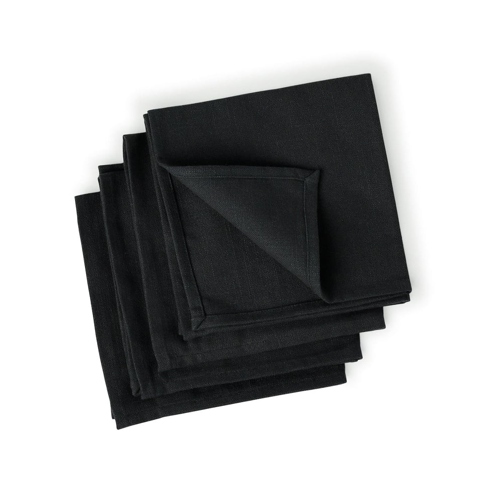 Lot de 4 serviettes de table toile de coton fusain 45x45