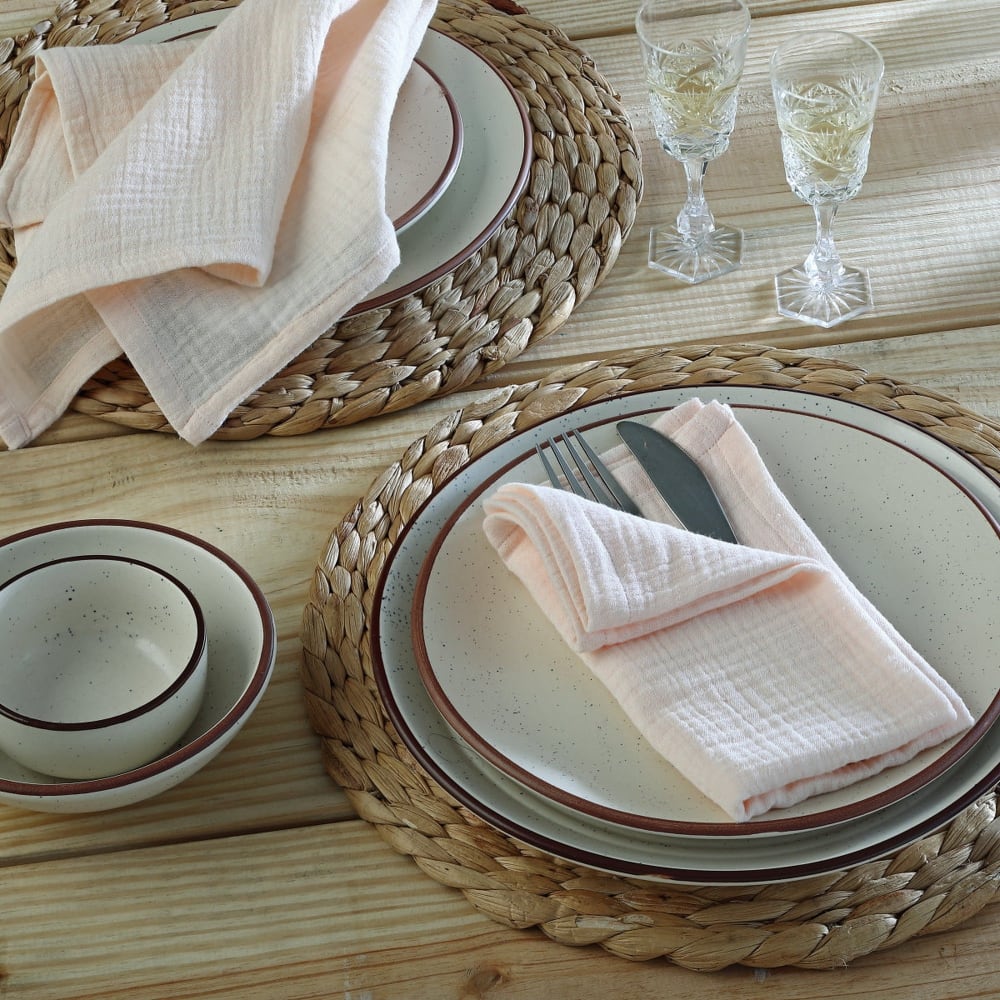 Lot de 4 serviettes de table gaze de coton 40x40 rose - Maisons du Monde