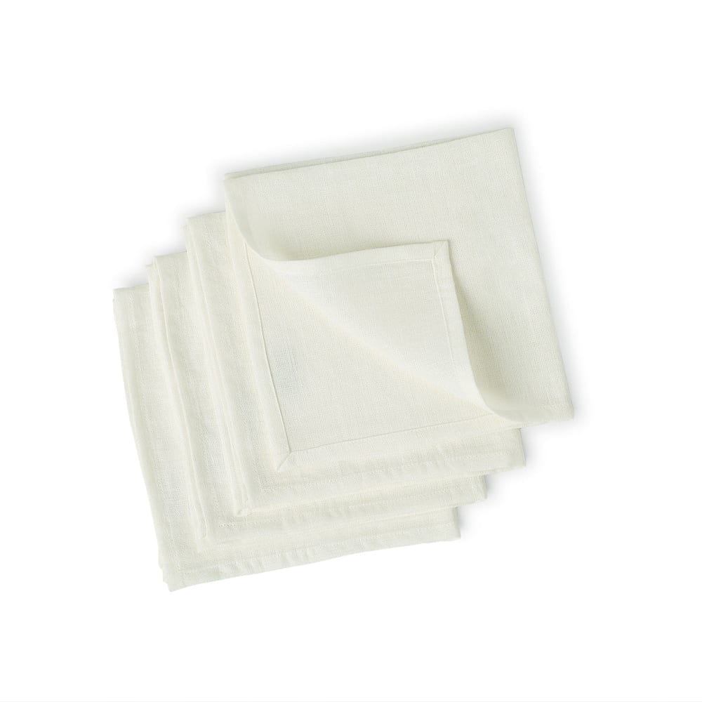 Lot de 4 serviettes de table lin lavé 45x45 blanc