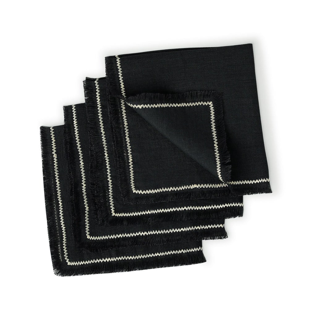 Lot de 4 serviettes de table lin lavé 45x45 fusain & sable
