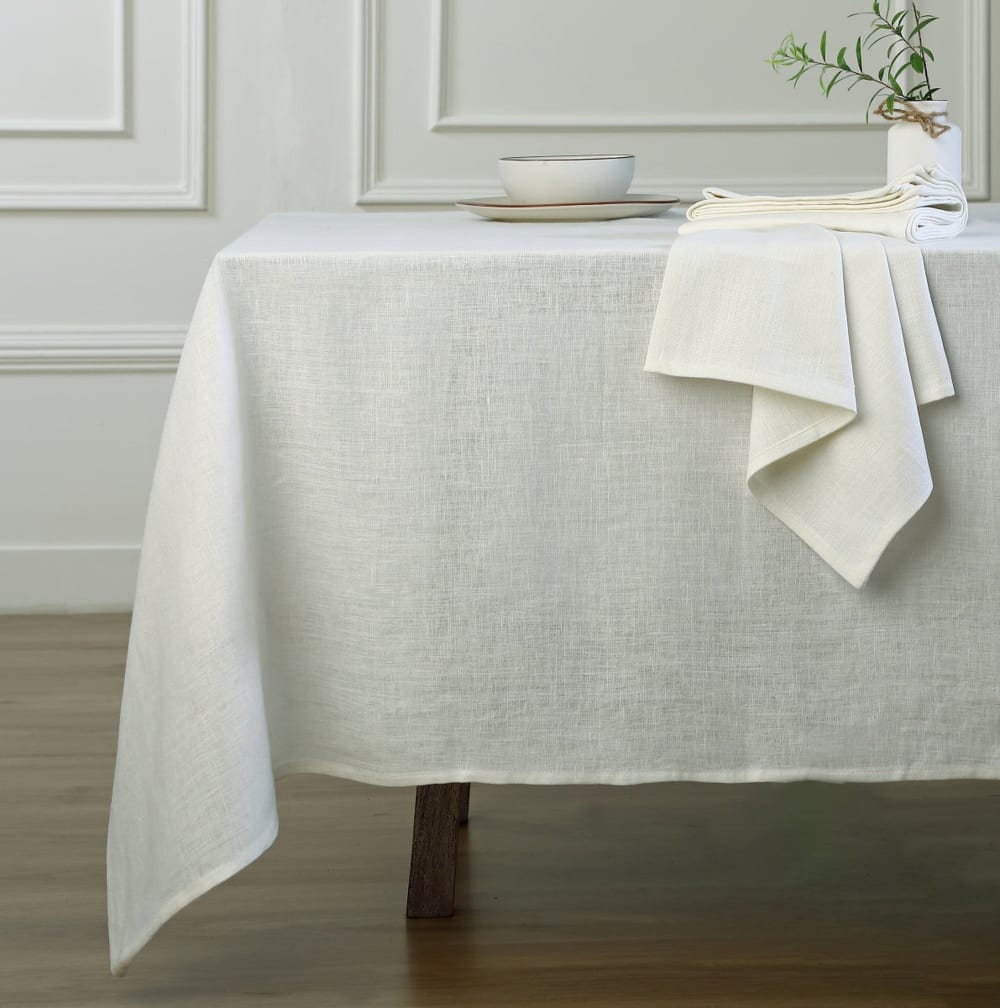 Nappe lin lavé blanc 140x140