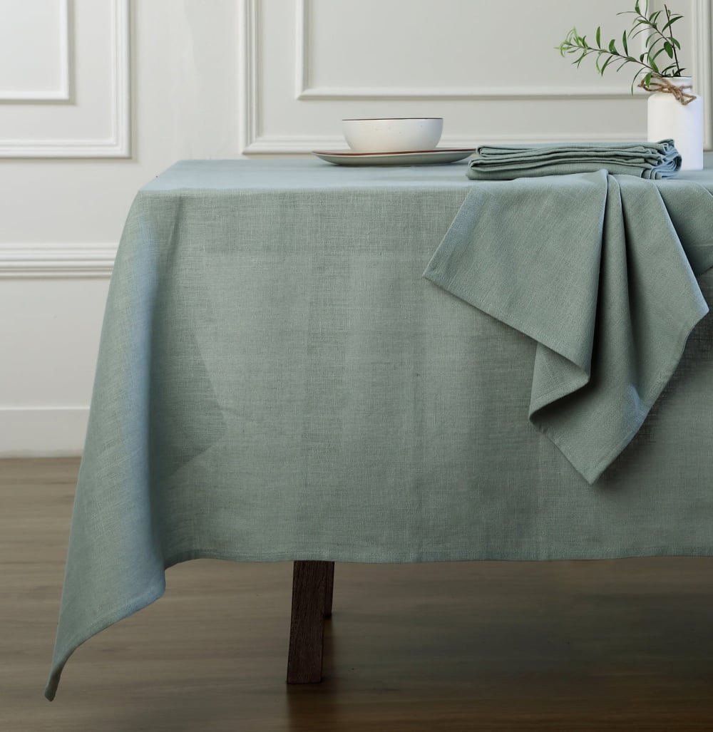Nappe lin lavé 150x250 vert céladon