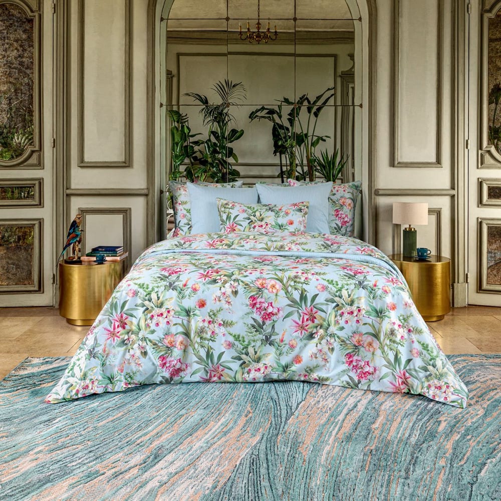 Housse de couette satin bleu clair 140x200 cm
