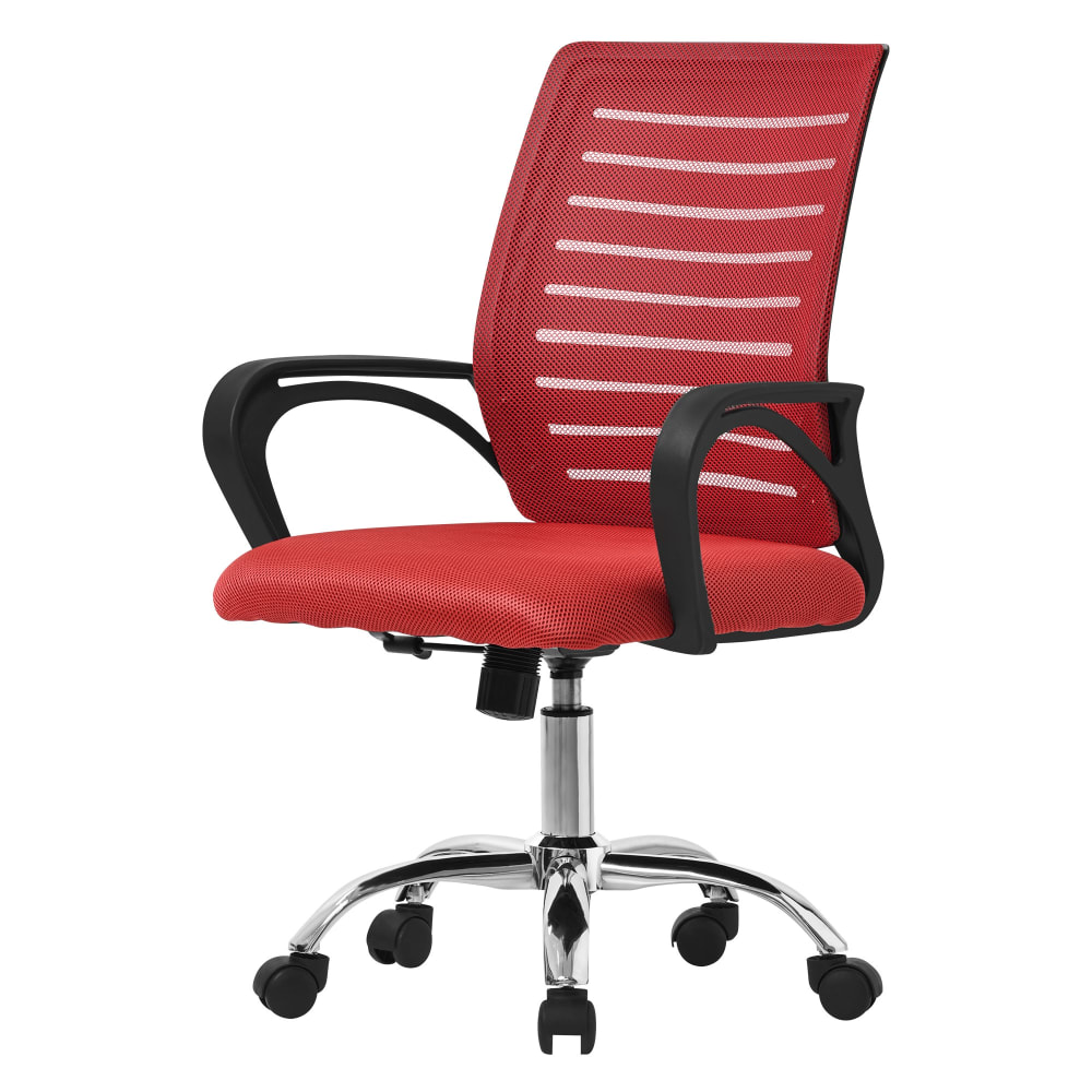 ML-Design Bürostuhl ergonomisch, Rot, Höhenverstellbarer mit mit Armlehnen Rot Pes - Polyester