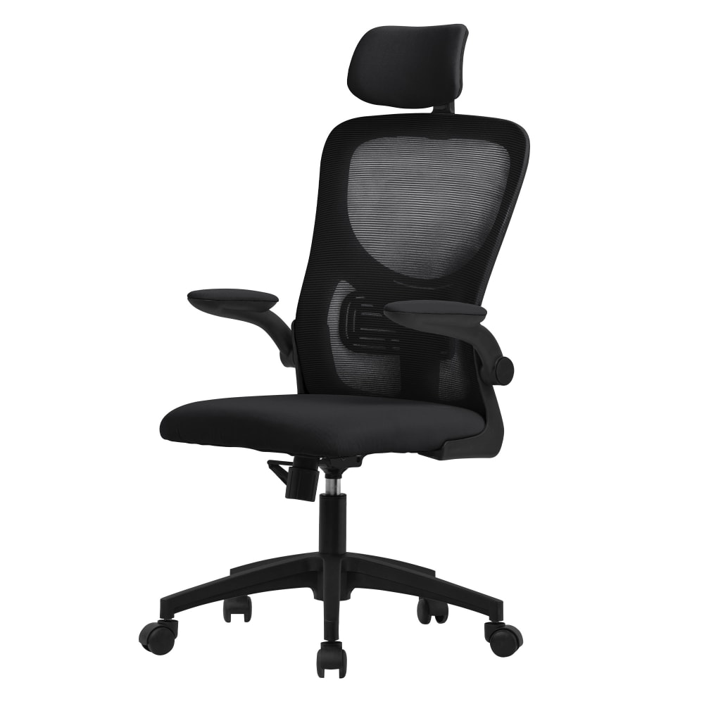 ML-Design Bürostuhl Schwarz höhenverstellbar aus Stoff/Mesh mit Rollen Schwarz Pes - Polyester