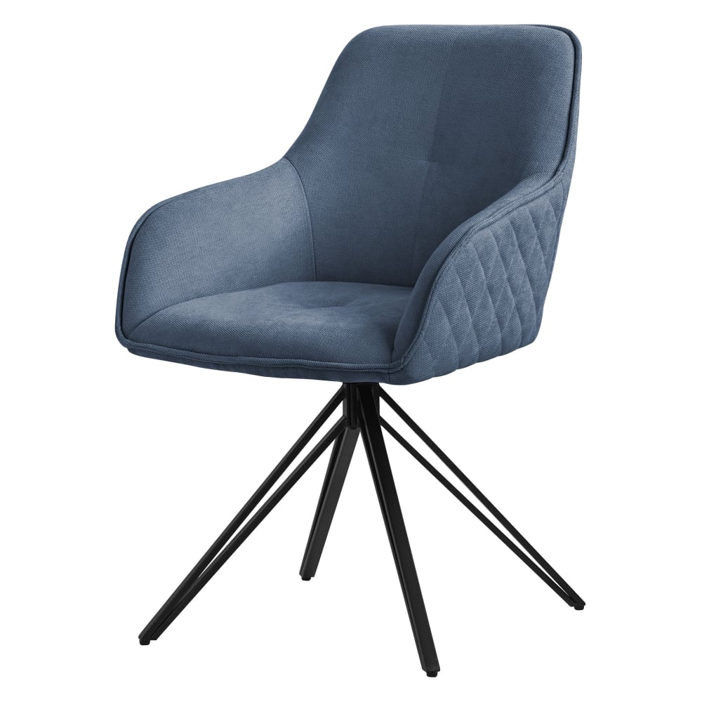 ML-Design Esszimmerstuhl drehbar Blau Webstoff Metallbeinen Armlehnen Blau