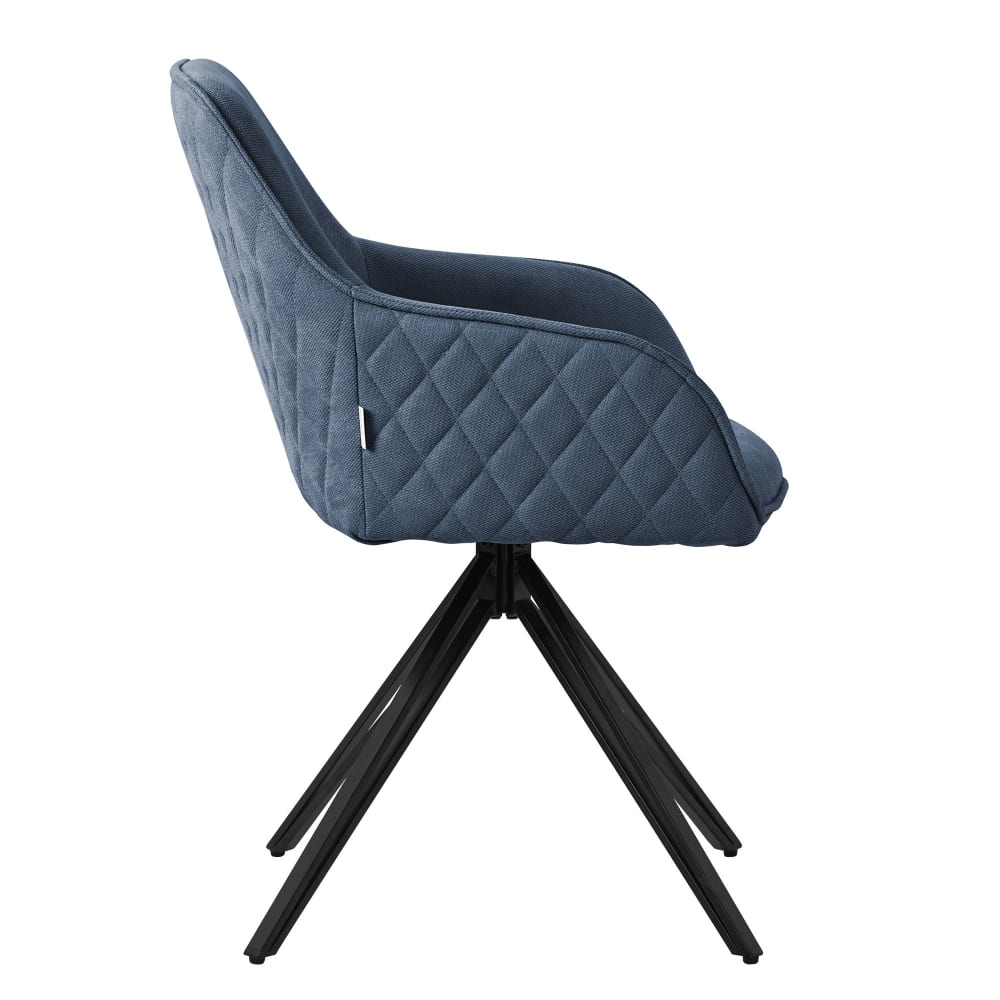 Esszimmerstuhl drehbar Blau Webstoff Metallbeinen Armlehnen -