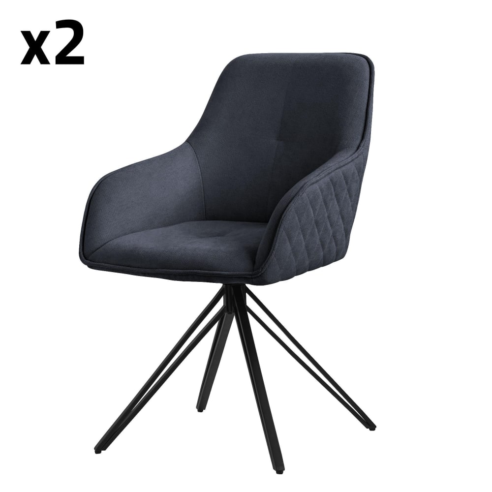 ML-Design Esszimmerstühle drehbar 2er Set Anthrazit Stoff Metallbeine Armlehne Grau Stoff