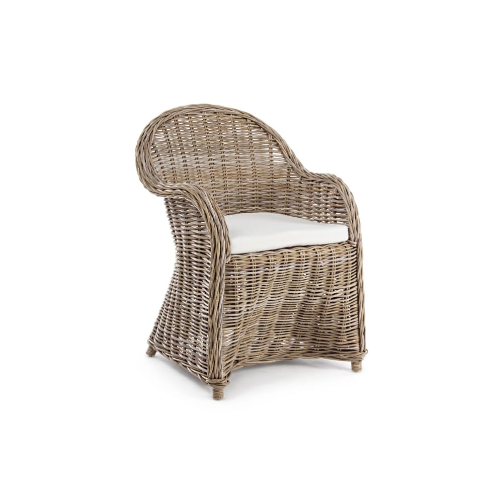 Fauteuil en rotin  et coussin en coton