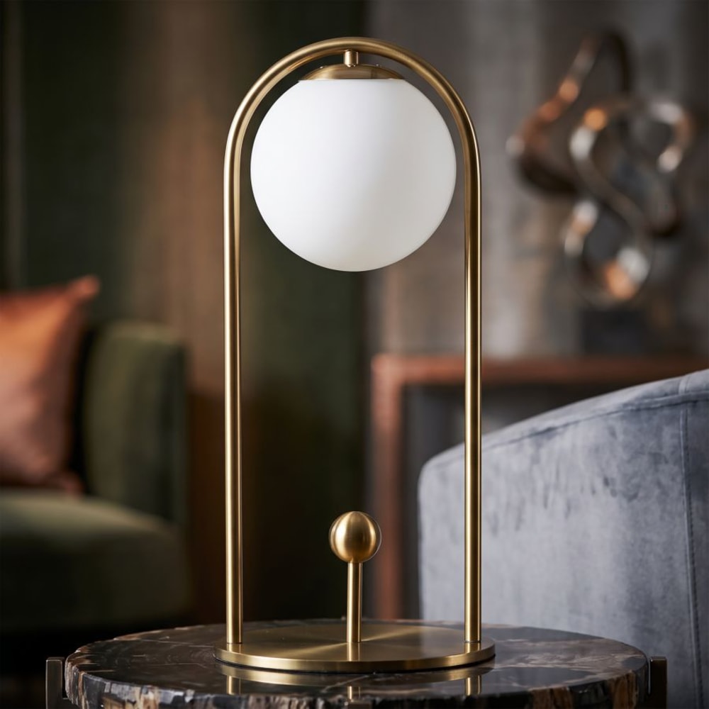 lampara de mesa con esfera de cristal blanco cm o 21x47