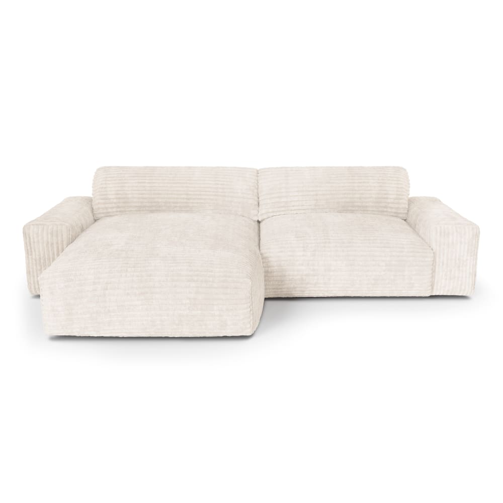 Canapé angle gauche velours côtelé XXL crème 220cm