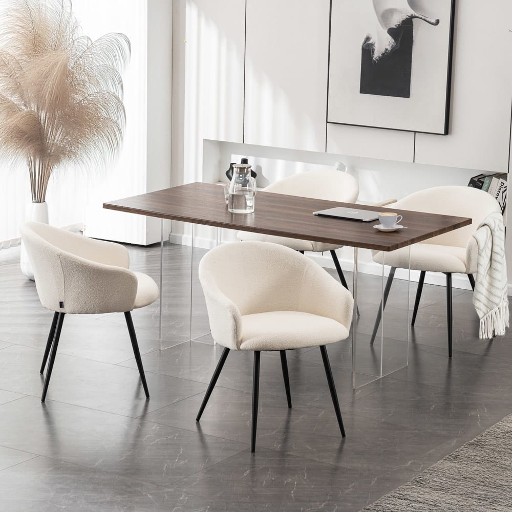 Chaise de salle à manger polyester, blanc