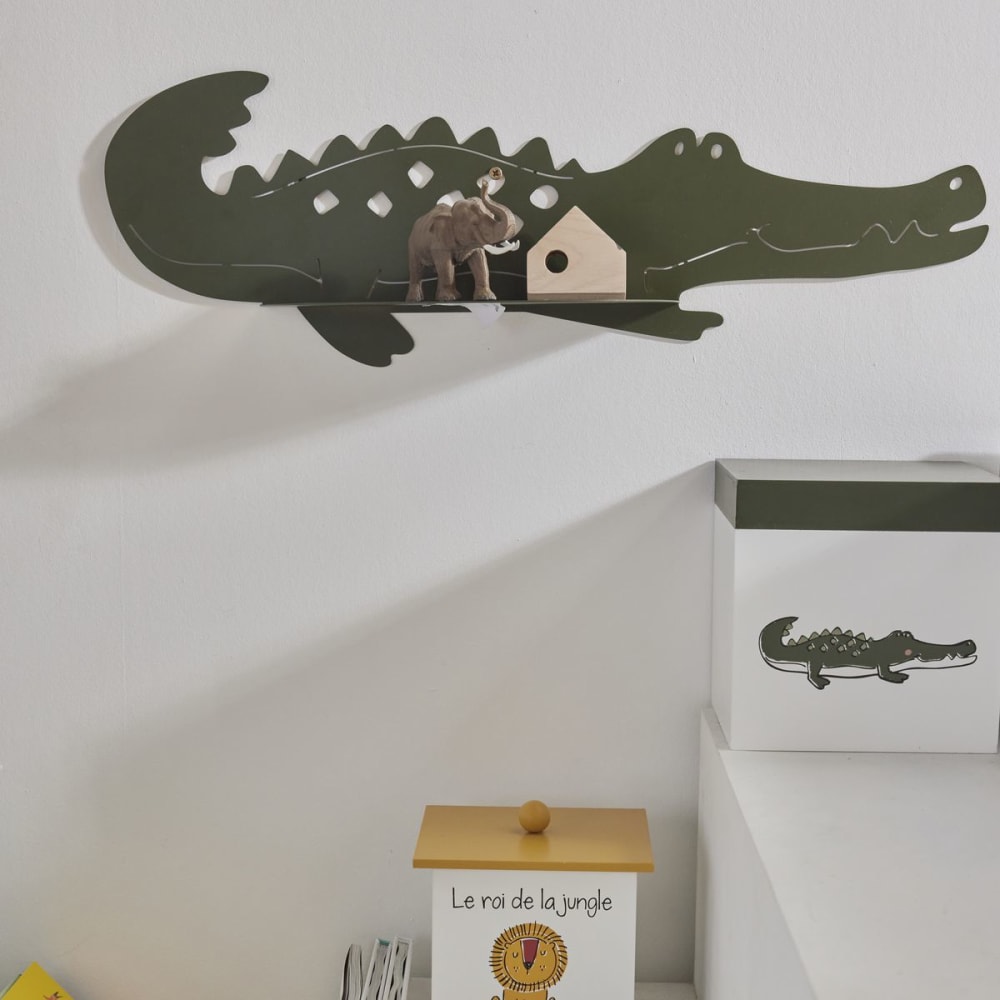 Etagère murale crocodile en métal 60x11x20 cm sauge - Maisons du Monde