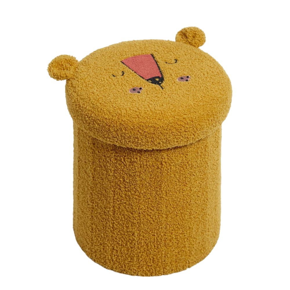 Pouf coffre de rangement enfant  39x33 cm ocre