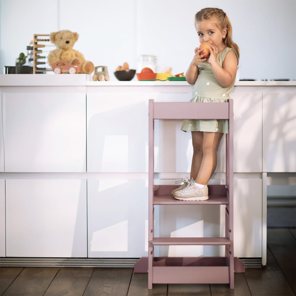 Tour d'apprentissage enfant en bois rose 40x91x45 cm