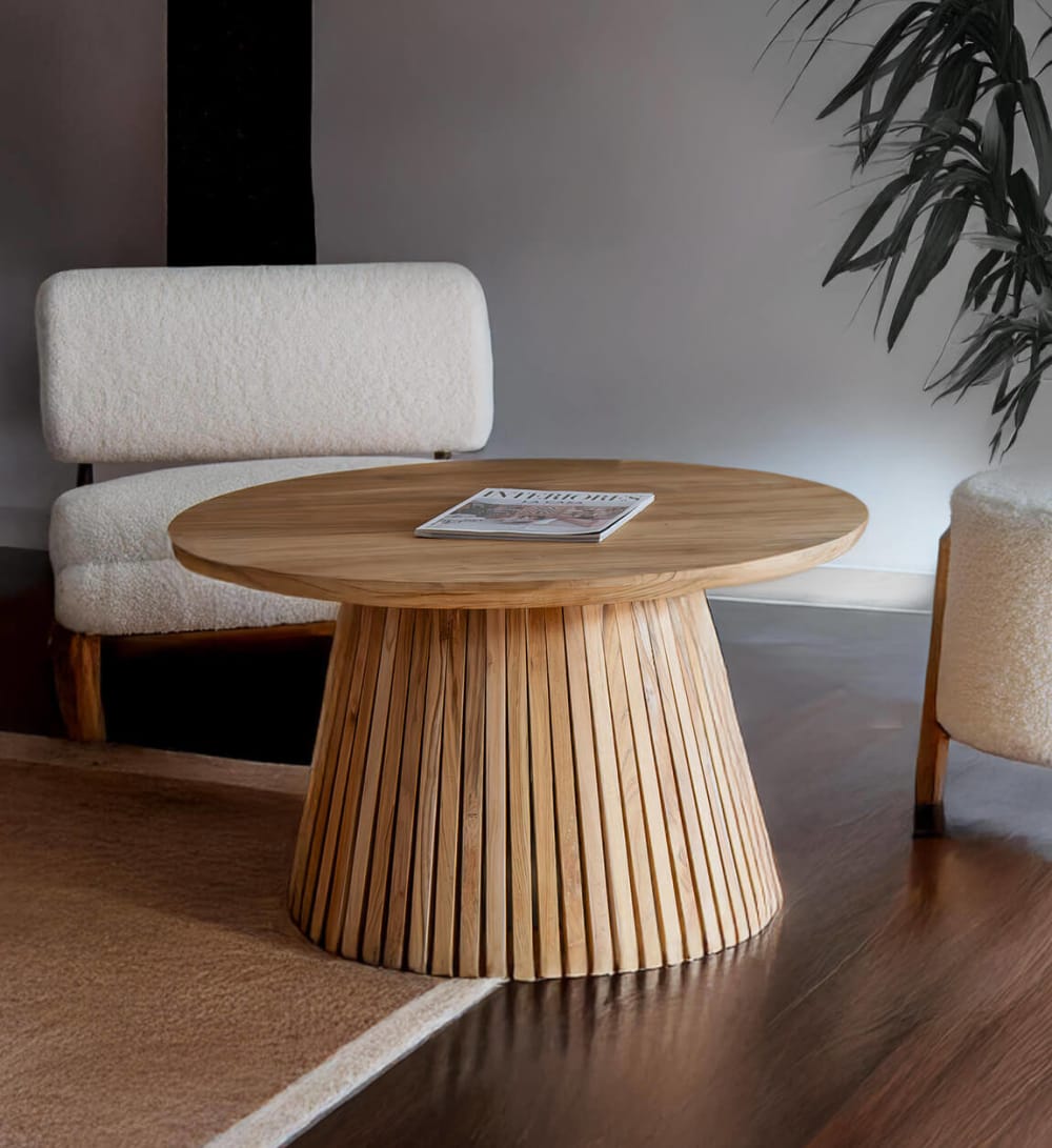 Table basse en bois beige Ø 80 cm - Maisons du Monde
