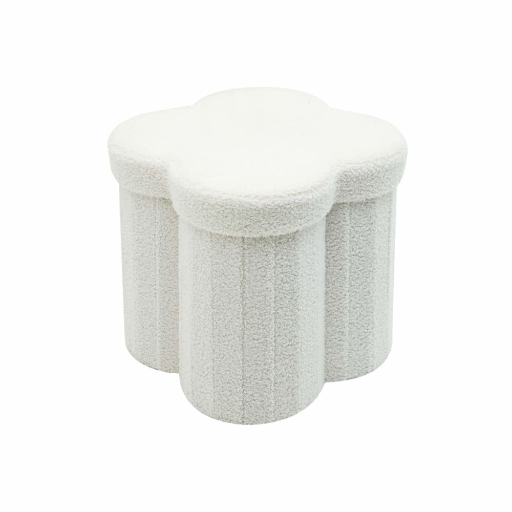 Pouf de rangement pliable en tissu blanc Pouf de rangement pliable en tissu blanc