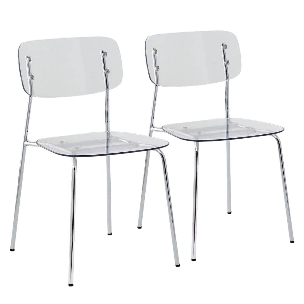 Lot de 2 chaises transparentes - acier