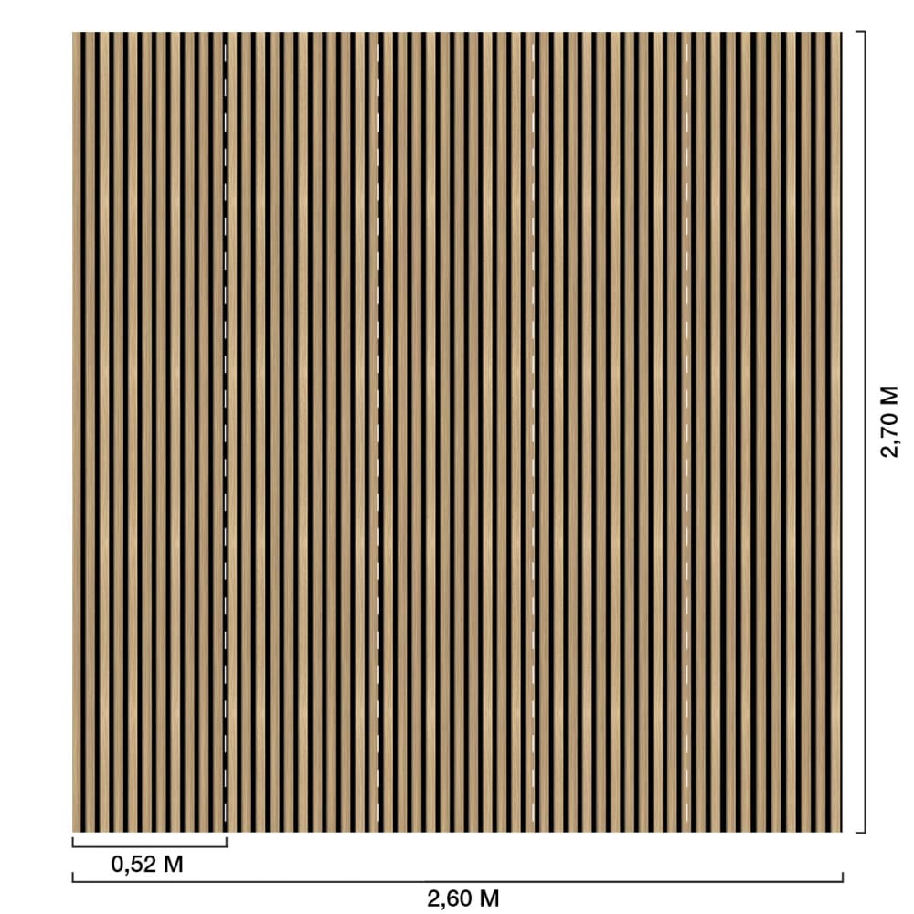 Papier peint liteau chêne clair 260x270 cm — vue 3