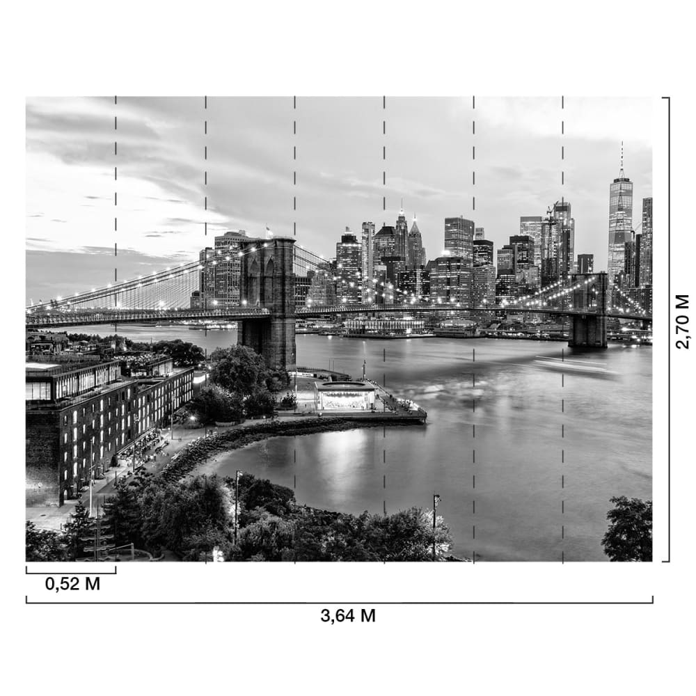 Papier peint vue sur manhattan n&b 364x270 cm — vue 3