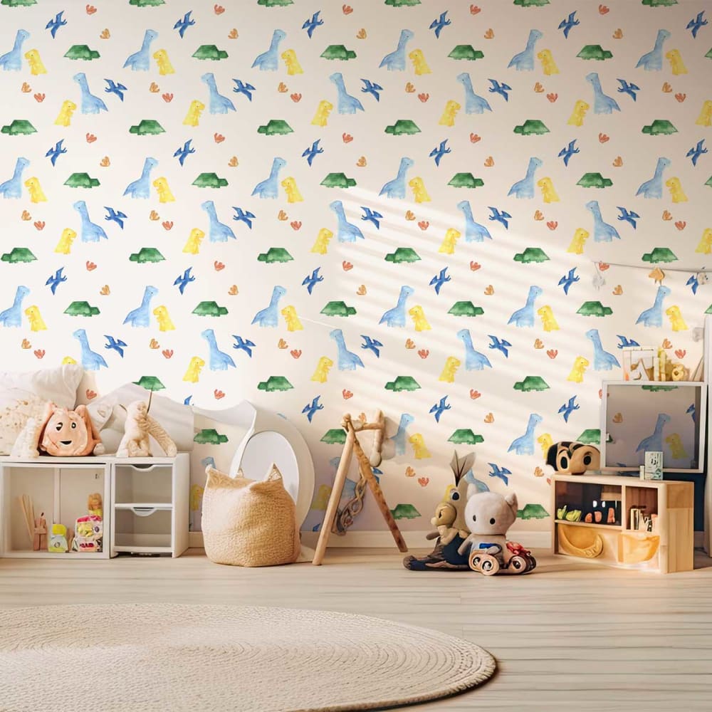 Hexoa Tapete Pop Dinos 52x1000cm style modern MEHRFARBIG VLIES Kinder