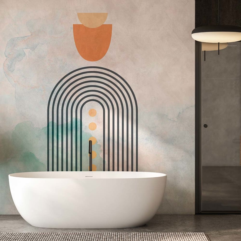 Hexoa Tapete Regenbogen Aquarell 208x270cm style modern Mehrfarbig Vlies