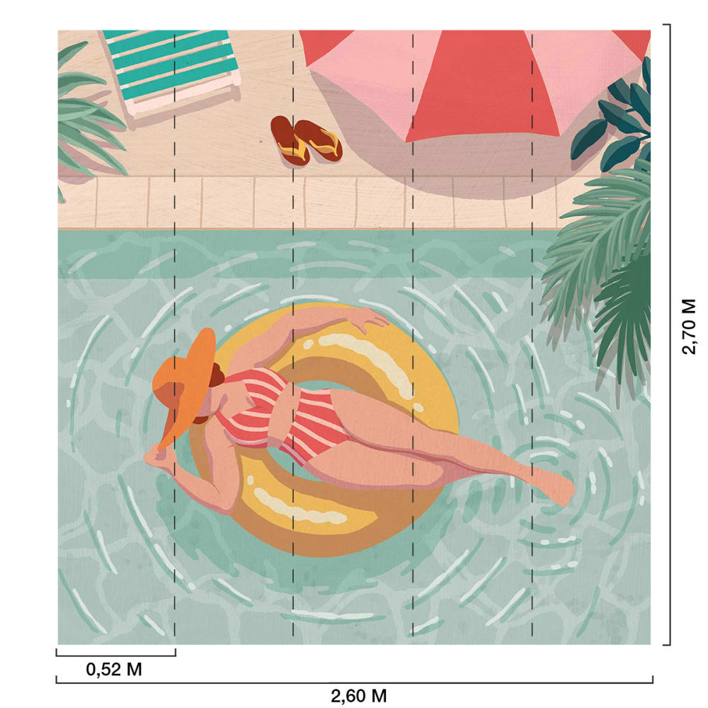 Papier peint sur papier piscines et farniente 260x270 cm — vue 3