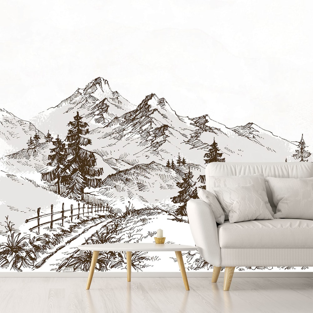 Papier peint dessin d'alpage