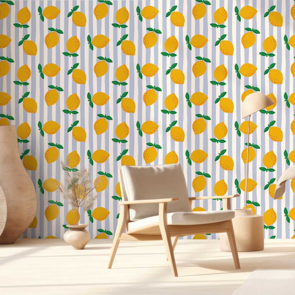 Hexoa Tapete Frische Zitronen 156x270cm style modern Gelb Vlies
