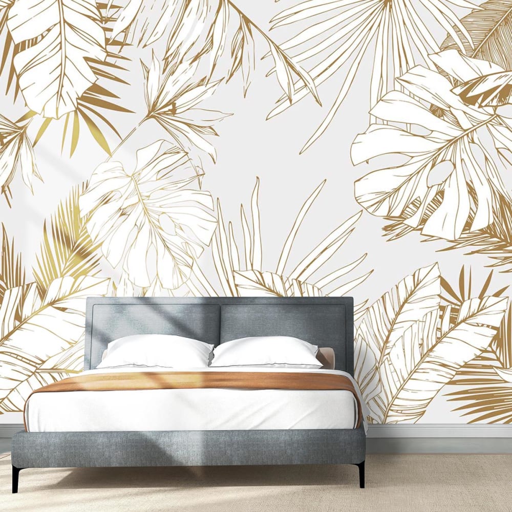 Papier peint feuilles tropicales beige 364x270 cm