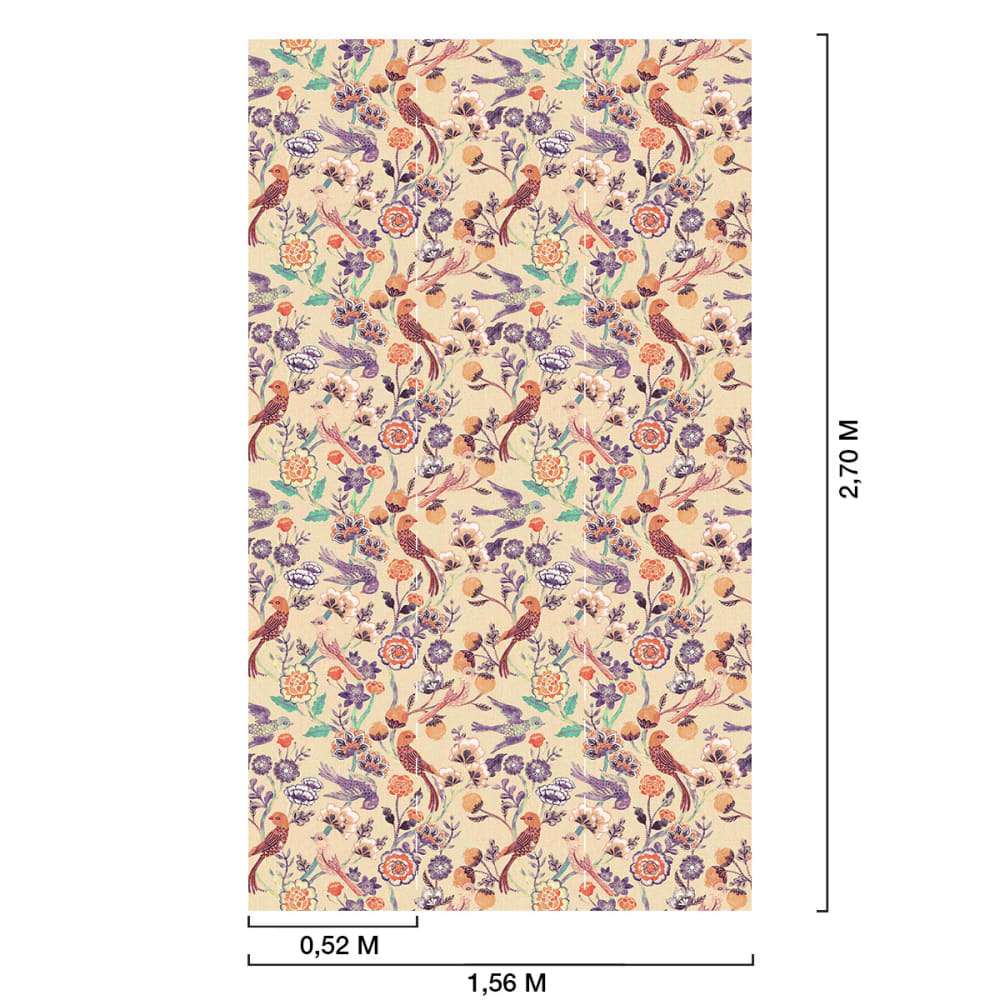 Papier peint tapisserie ancienne à fleurs 156x270 cm — vue 3