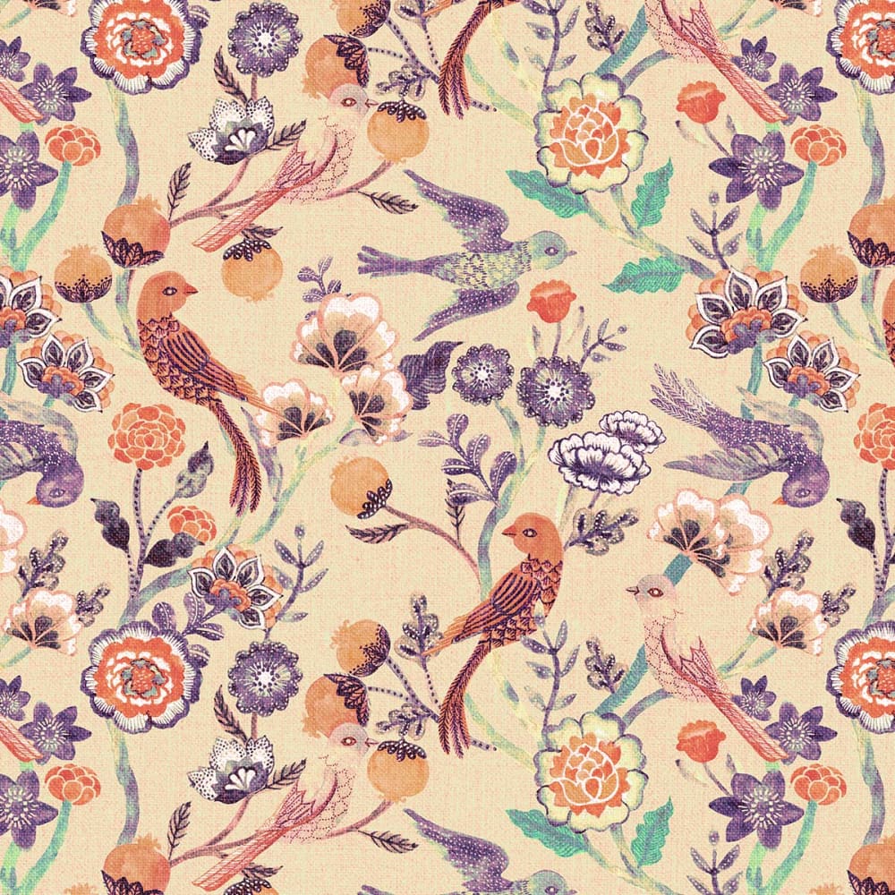 Papier peint tapisserie ancienne à fleurs 156x270 cm — vue 4