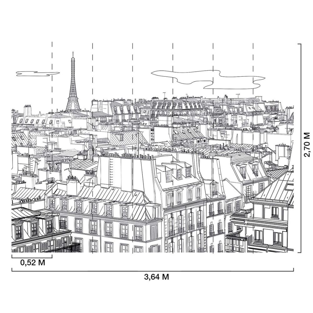 Papier peint les toits de paris 364x270 cm — vue 3